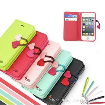 Boust Cherry Flip Wallet Cover Leather Case Stand Pocket Protector for iPhone 5 5g (BST-ABVV)